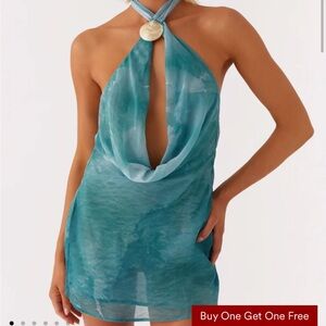 Elegant Blue Halter Dress